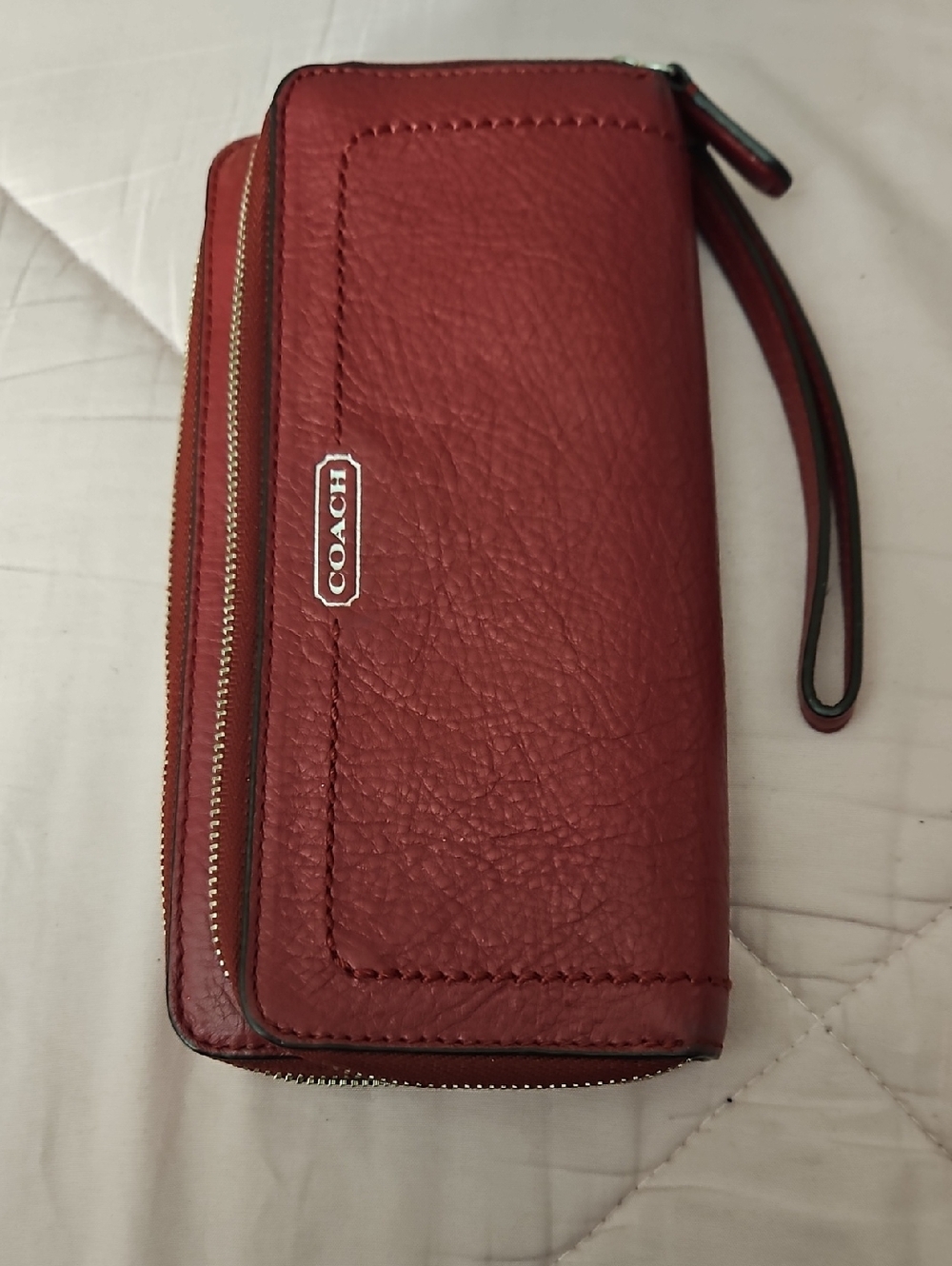 Coach Red Leather Zip Wristlet